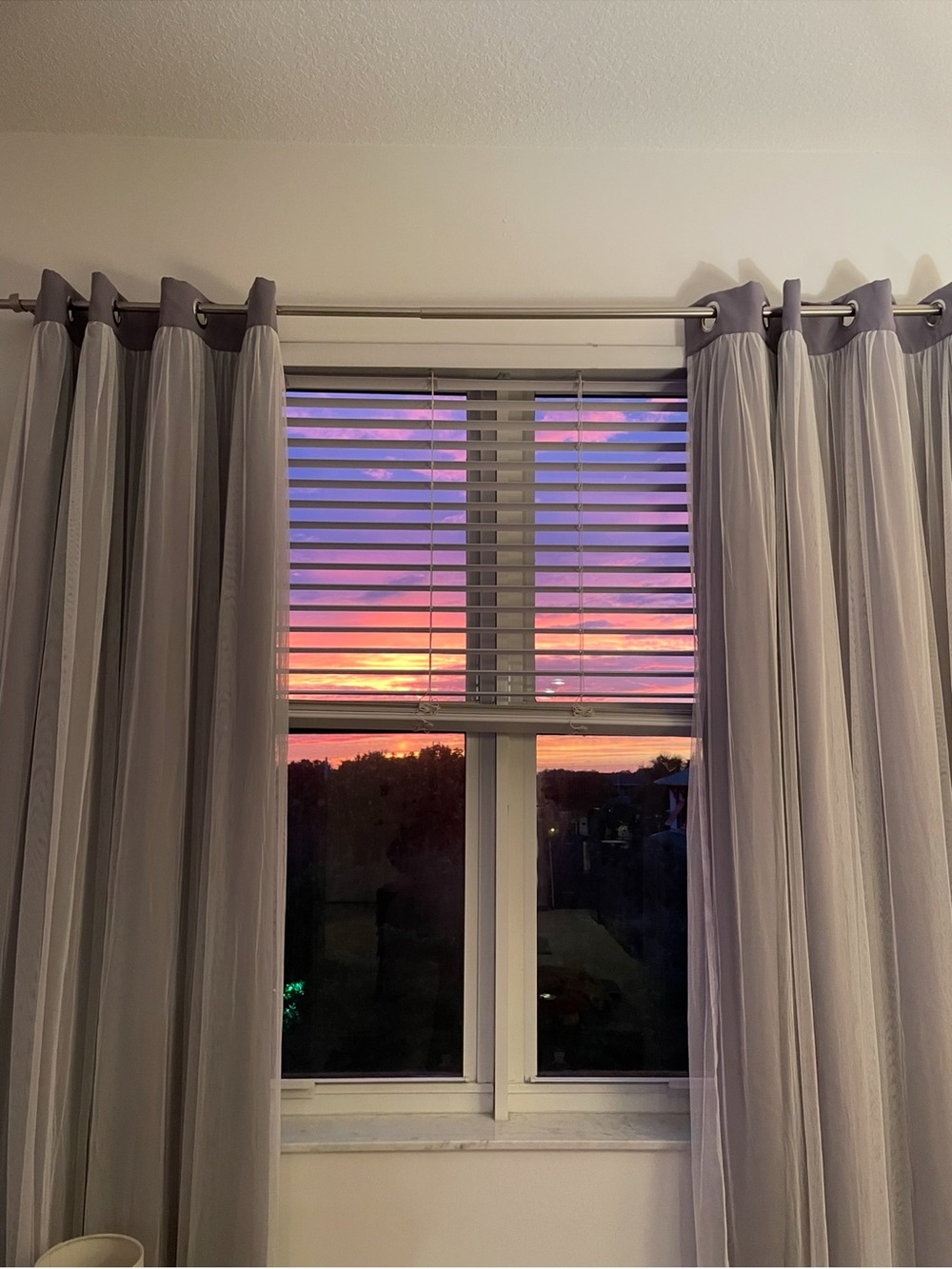 GUC BLACKOUT Gray Grommet-Top Curtain Panels with sheer overlay FOUR PANELS